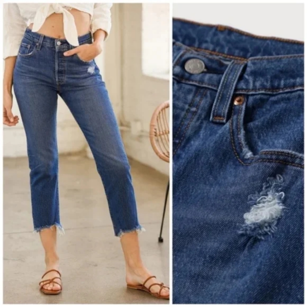 Levi's 501 Crop High Rise Jeans Charleston - Picture 2 of 8